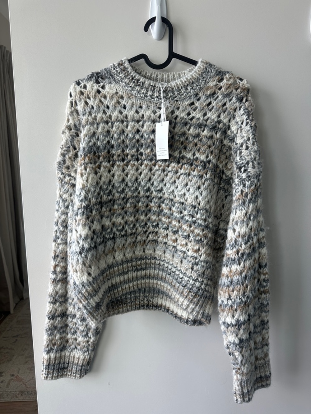 Madewell Cream, Gray & Brown Multi-Tone Crewneck Sweater